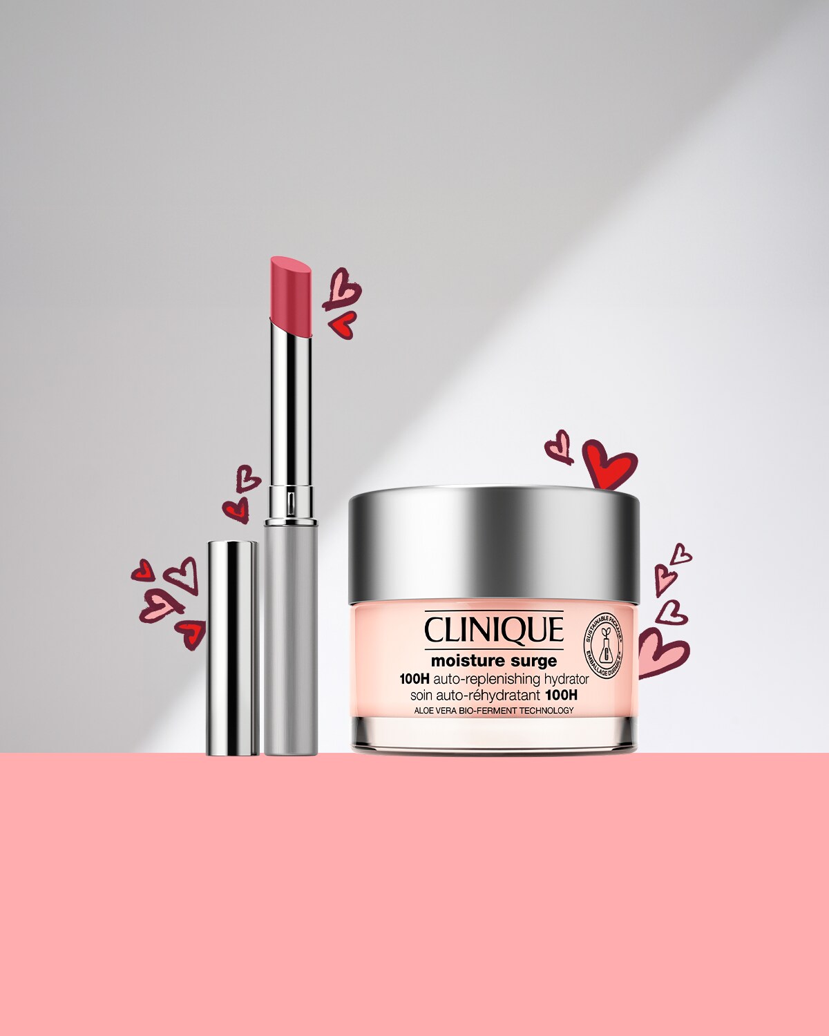 שפתון Pink Honey וקרם לחות Moisture Surge