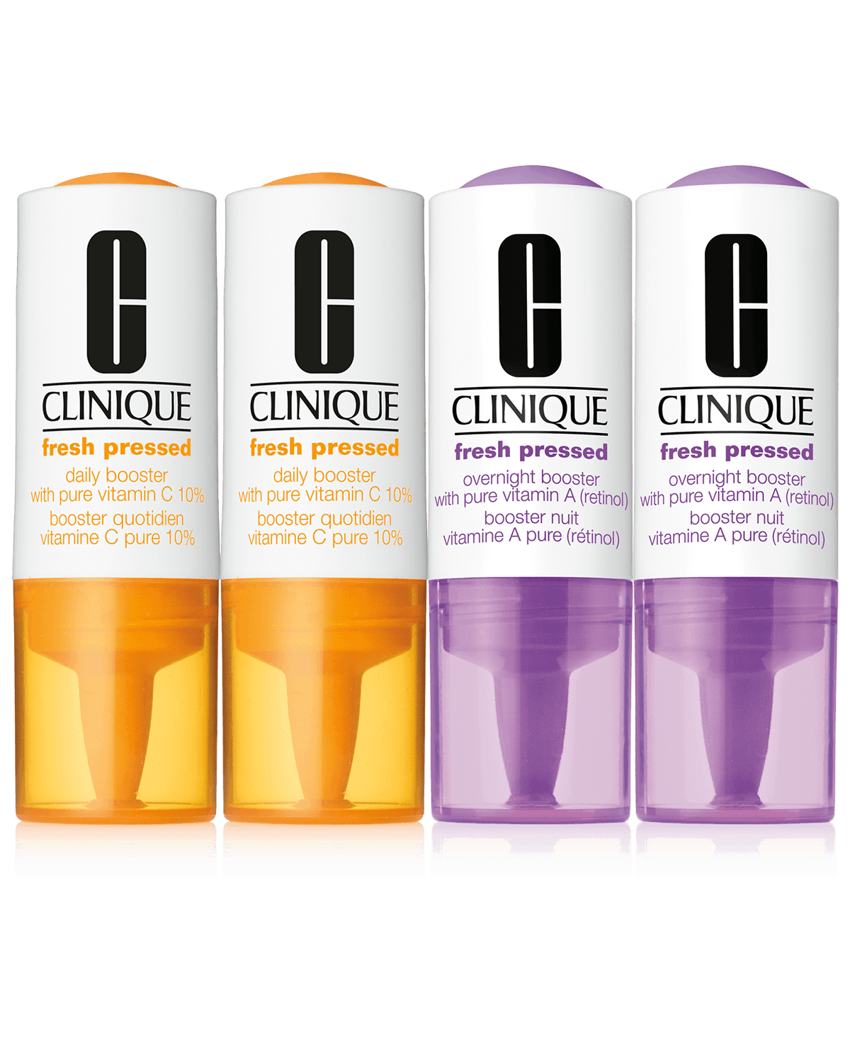 Clinique Fresh Pressed Clinical™ Daily and Overnight Boosters With Pure Vitamins C 10% ,A Retinol <br>מארז בוסטר ויטמין C לטיפול ביום+ בוסטר ויטמין A לטיפול בלילה (רטינול).