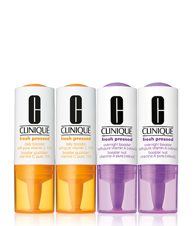 Clinique Fresh Pressed Clinical™ Daily and Overnight Boosters With Pure Vitamins C 10% ,A Retinol <br>מארז בוסטר ויטמין C לטיפול ביום+ בוסטר ויטמין A לטיפול בלילה (רטינול).