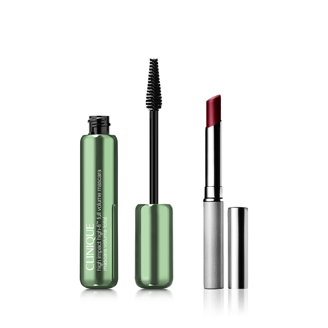 שפתון בלאק האני ומסקרה היי פיי, מסקרה High Impact High-Fi™ Full Volume למראה הריסים הכי עוצמתי שלך ושפתון ה-Black Honey האייקוני להעצמה והדגשת הגוון הטבעי.