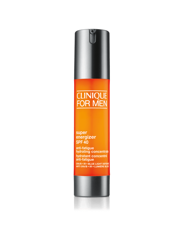 Clinique For Men Super Energizer™ SPF 40 Anti-Fatigue Hydrating Concentrate &lt;br&gt;קרם לחות ממריץ לגבר בעל הגנת SPF 40, &lt;P align=right&gt;קרם לחות לשימוש יומיומי. מעניק 12 שעות של לחות בתוספת מקדם הגנה מהשמש&lt;/P&gt;